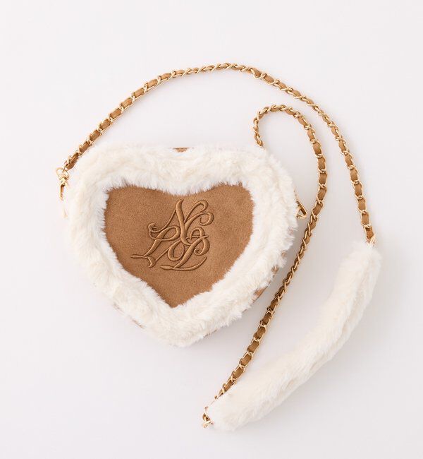  「ハートスエードロゴショルダーバッグ」|ショルダー・メッセンジャー|ベージュ