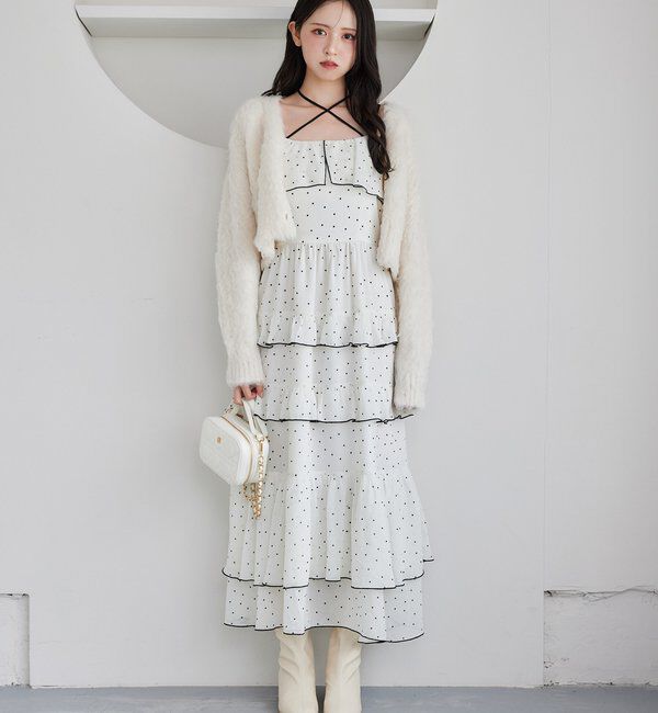  「ティアードフリルロングキャミワンピ」|ワンピース|