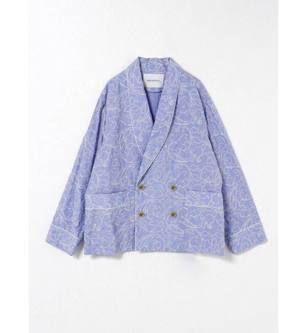 MIDIUMISOLID「MIDIUMISOLID 刺繍ショールカラージャケット」|テーラードジャケット|ブルー