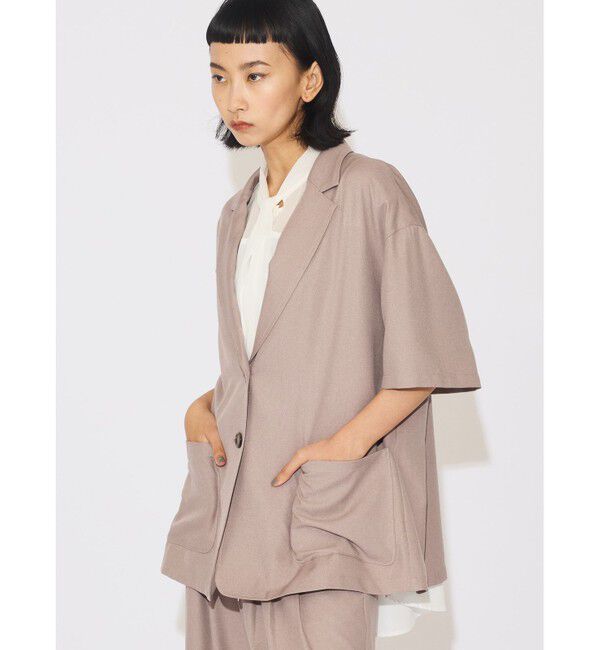 MIDIUMISOLID「MIDIUMISOLID for Ladies ハーフスリーブテーラードワイドジャケット」|テーラードジャケット|