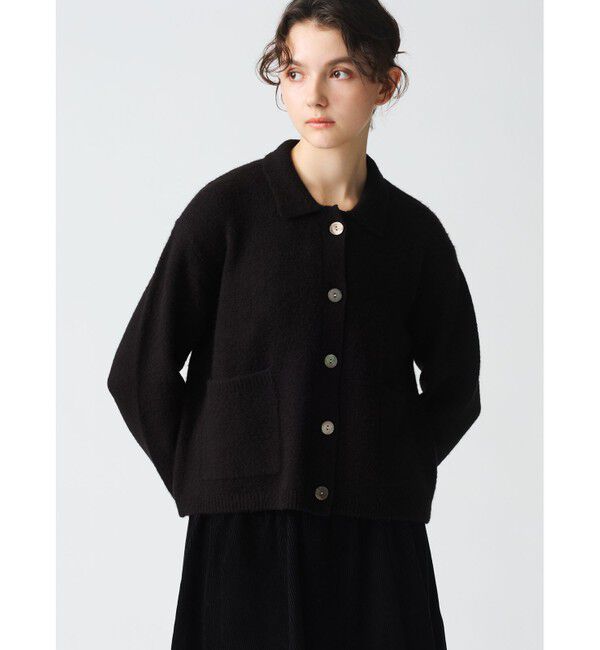 mizuiro ind「mizuiro ind 襟付きショートカーディガン」|カーディガン|ブラック
