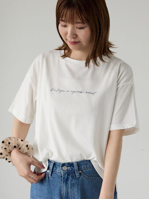 Lugnoncure「【接触冷感】筆記体ロゴTシャツ」|Tシャツ・カットソー|オフホワイト
