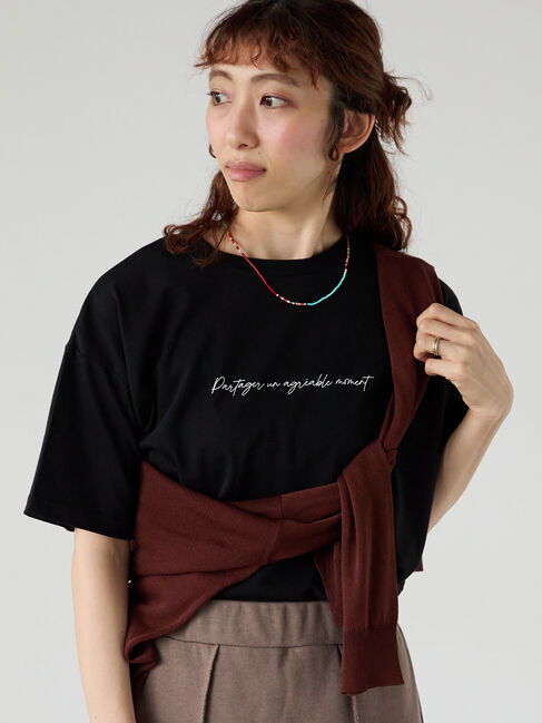 Lugnoncure「【接触冷感】筆記体ロゴTシャツ」|Tシャツ・カットソー|ブラック