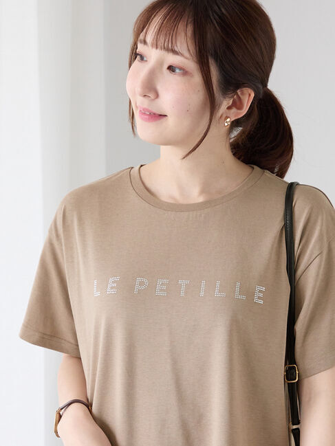 Te chichi TERRASSE「【接触冷感】ラインストーンクロップドTシャツ」|Tシャツ・カットソー|