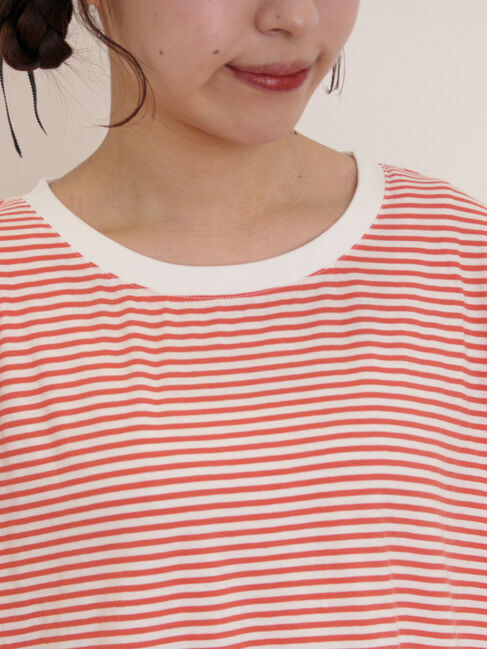 Samansa Mos2「袖切替シアーボーダーTシャツ」|Tシャツ・カットソー|