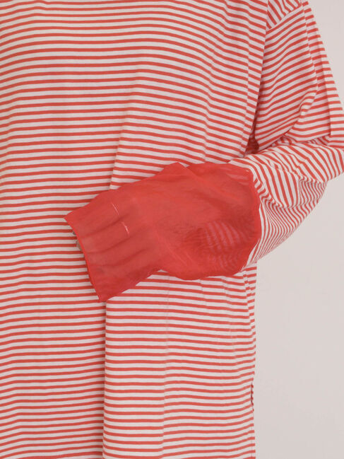 Samansa Mos2「袖切替シアーボーダーTシャツ」|Tシャツ・カットソー|