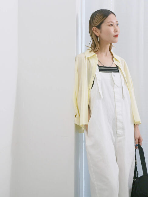 Samansa Mos2 blue「ショート丈シャーリングブラウス」|シャツ・ブラウス|