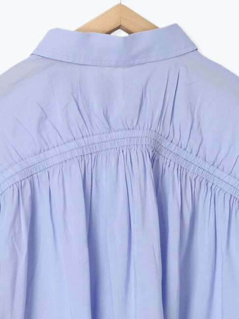 Samansa Mos2 blue「ショート丈シャーリングブラウス」|シャツ・ブラウス|