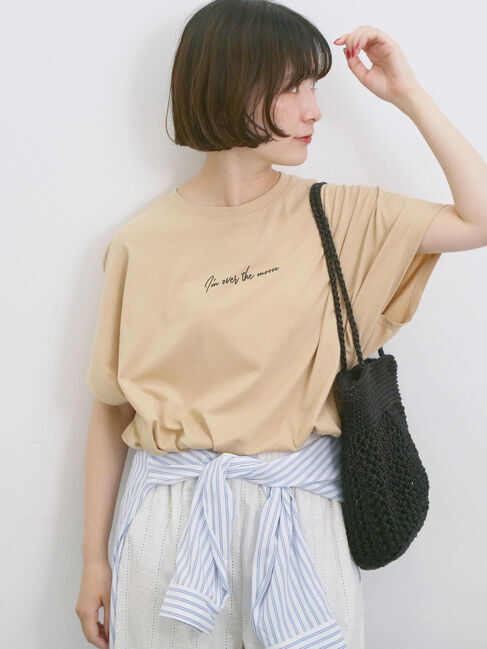 Samansa Mos2 blue「◎【接触冷感】ロゴプリントチュニック」|Tシャツ・カットソー|