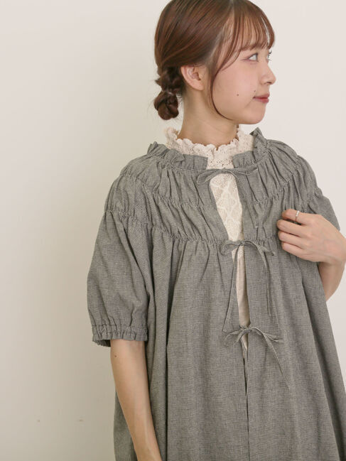 Samansa Mos2「前後2WAYリボンギャザーブラウス」|シャツ・ブラウス|