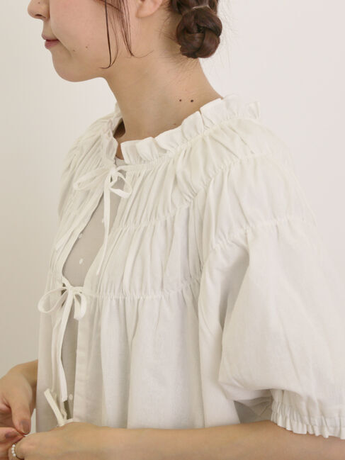 Samansa Mos2「前後2WAYリボンギャザーブラウス」|シャツ・ブラウス|