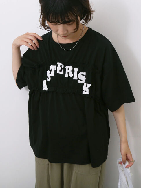 Samansa Mos2 blue「◎【接触冷感】シャーリングドッキングTシャツ」|Tシャツ・カットソー|