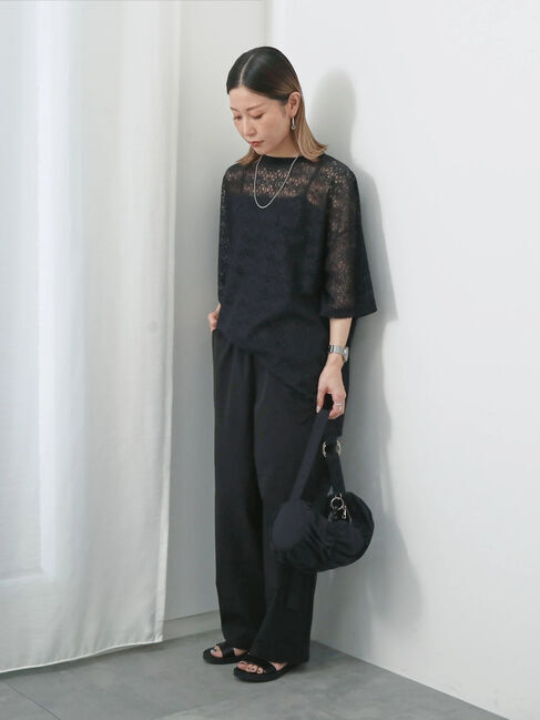 Samansa Mos2 blue「レースTシャツ」|Tシャツ・カットソー|