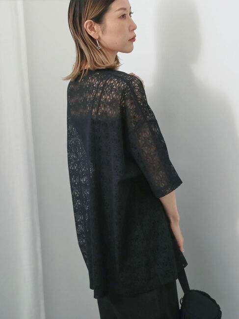 Samansa Mos2 blue「レースTシャツ」|Tシャツ・カットソー|