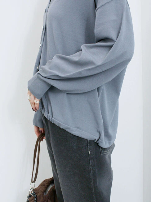 Samansa Mos2 blue「裾ドロストニットカーディガン」|カーディガン|