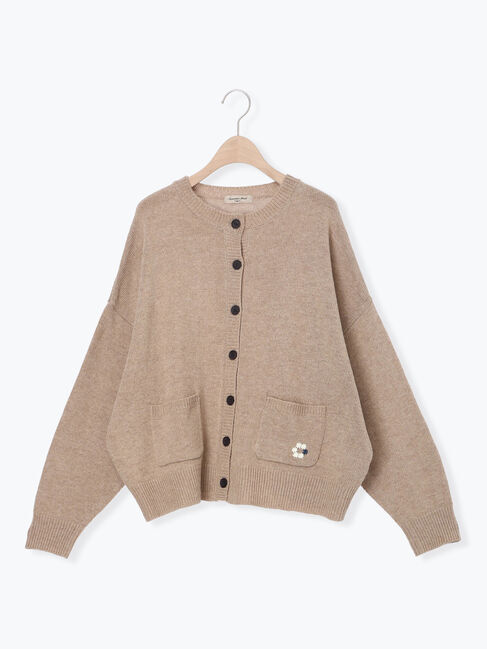 Samansa Mos2「花刺繍入りカーディガン」|カーディガン|ベージュ