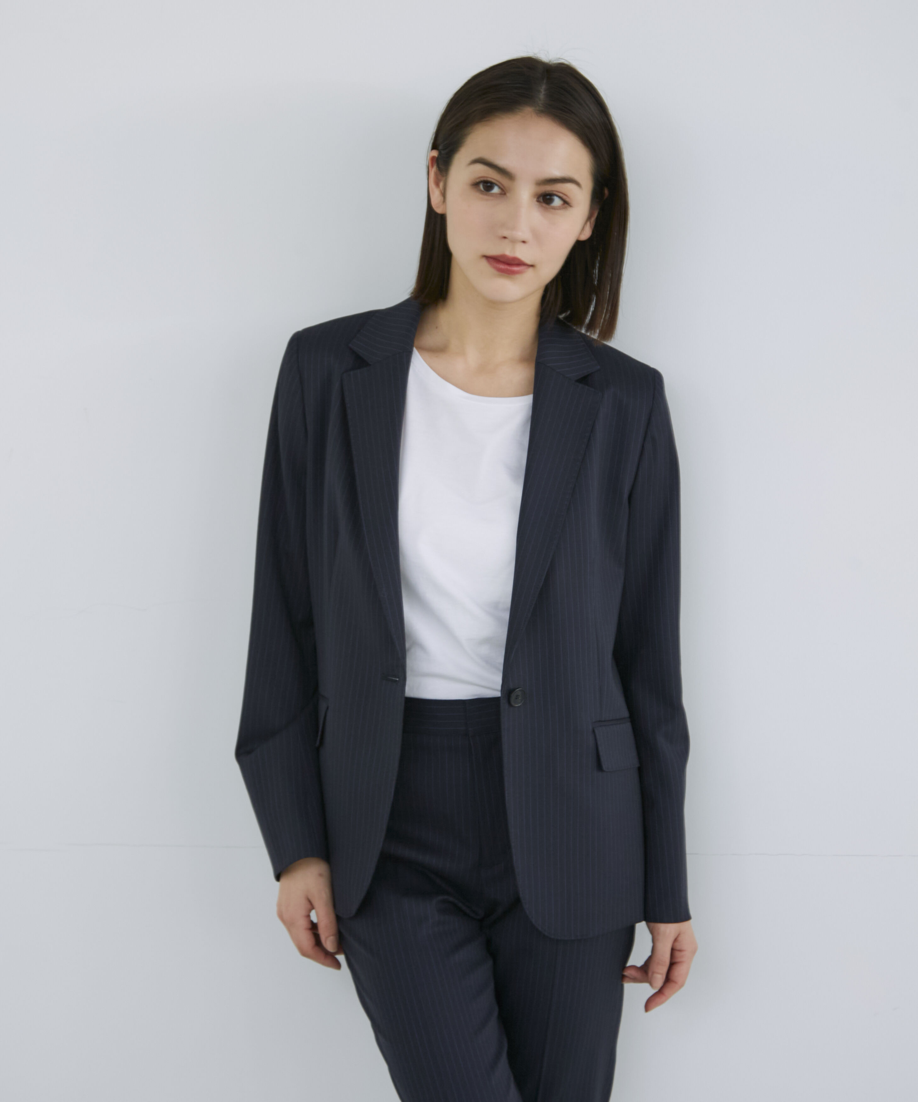 INED「シルクウールストライプジャケット」|テーラードジャケット|