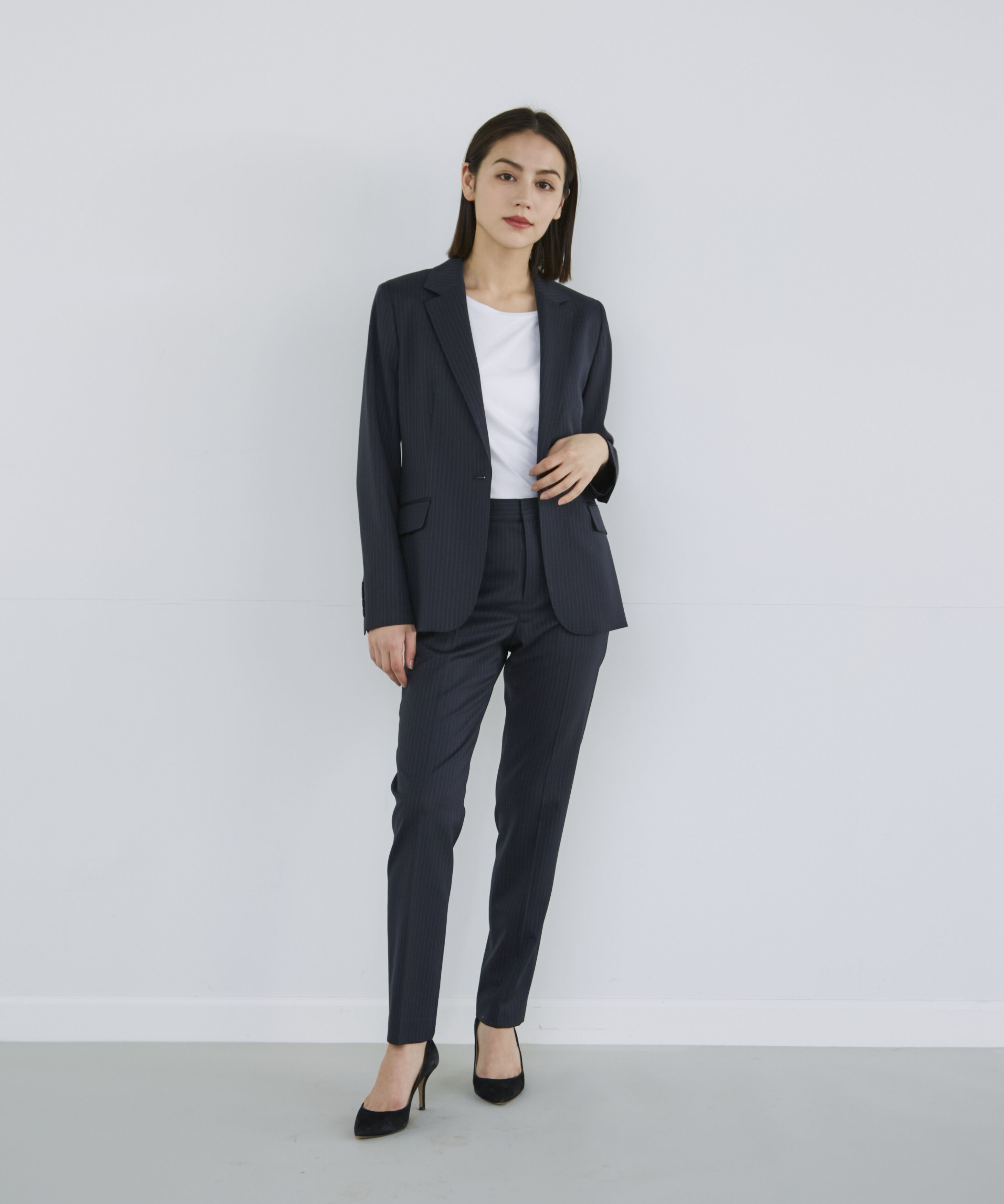 INED「シルクウールストライプジャケット」|テーラードジャケット|