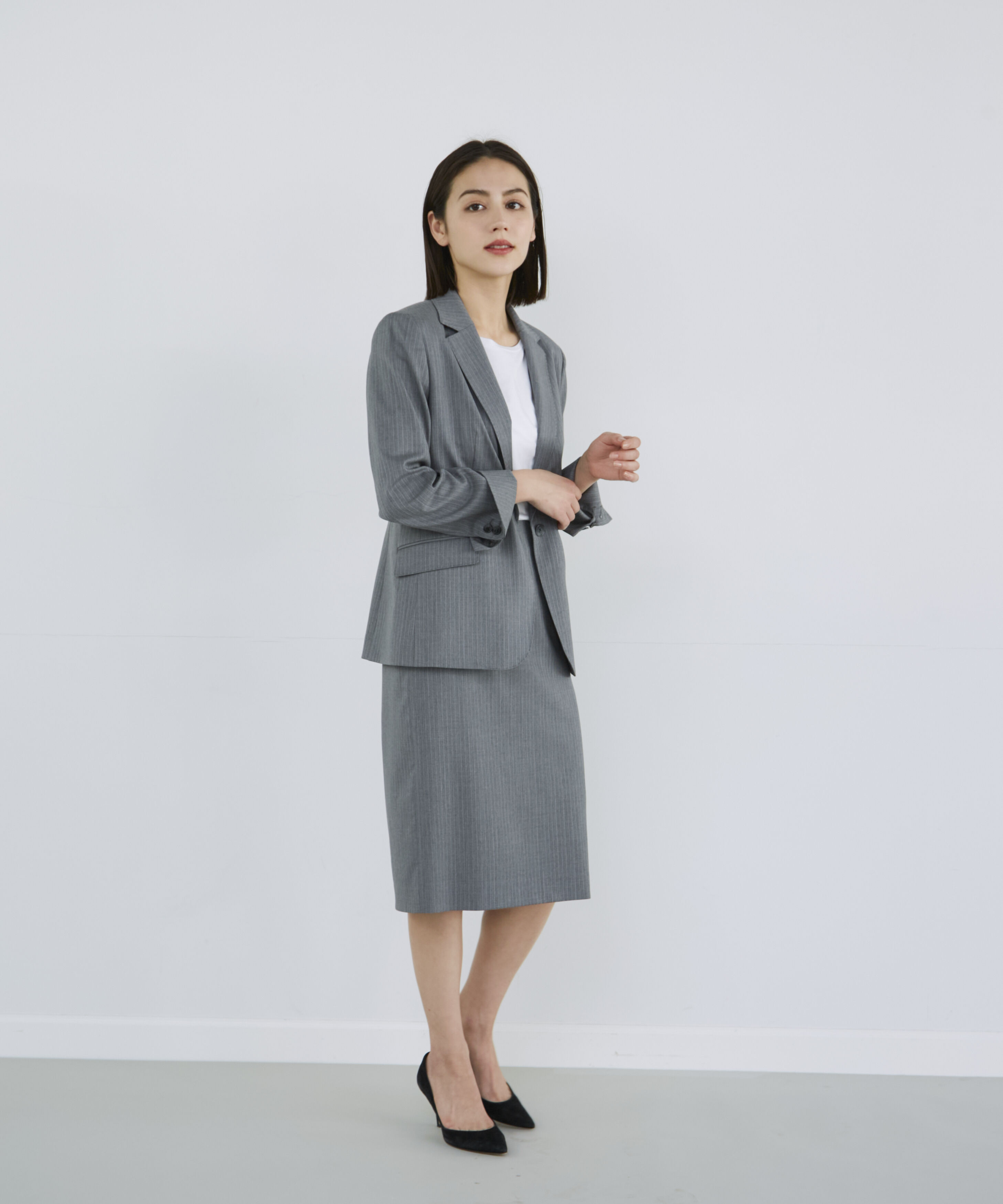 INED「シルクウールストライプジャケット」|テーラードジャケット|