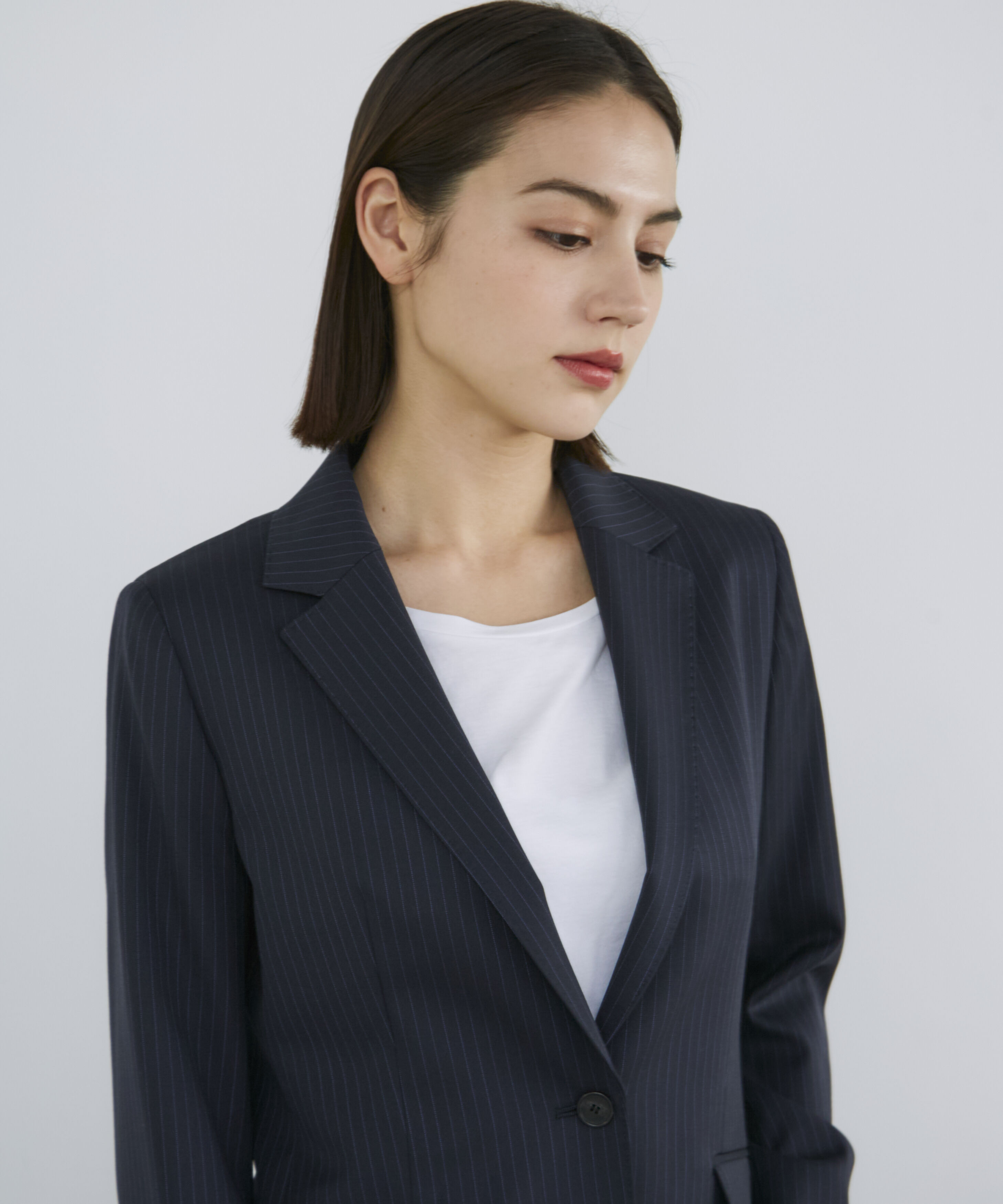 INED「シルクウールストライプジャケット」|テーラードジャケット|