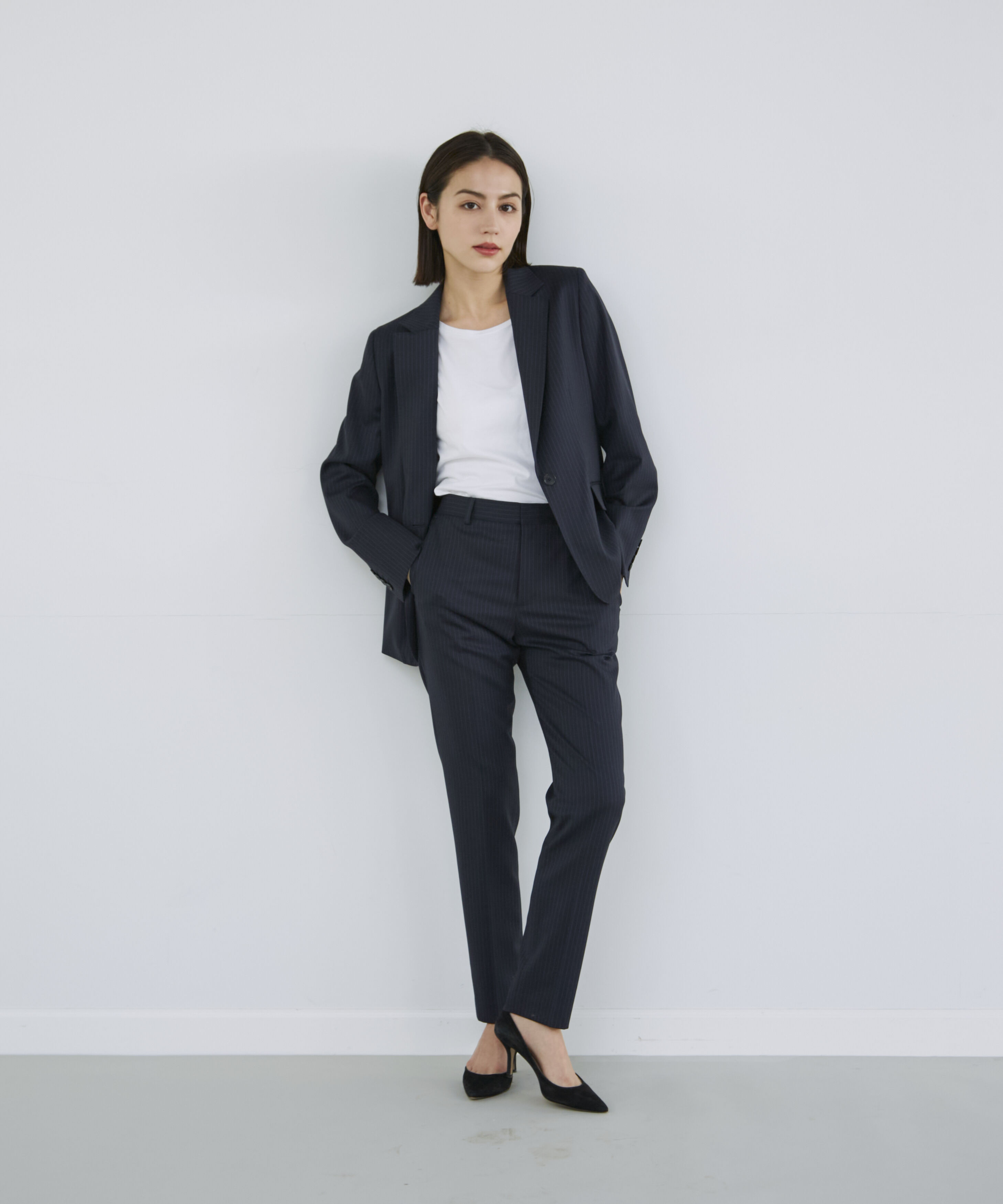 INED「シルクウールストライプジャケット」|テーラードジャケット|