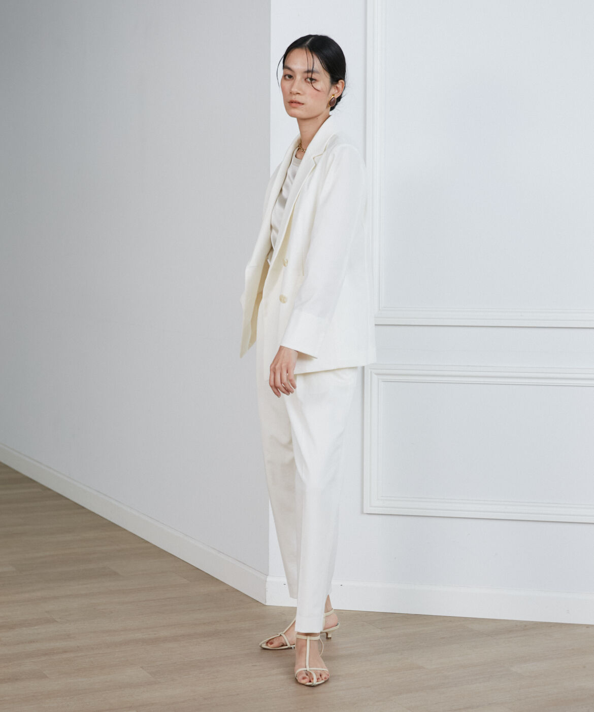 INED「《大きいサイズ》綿麻オックスダブルジャケット」|テーラードジャケット|