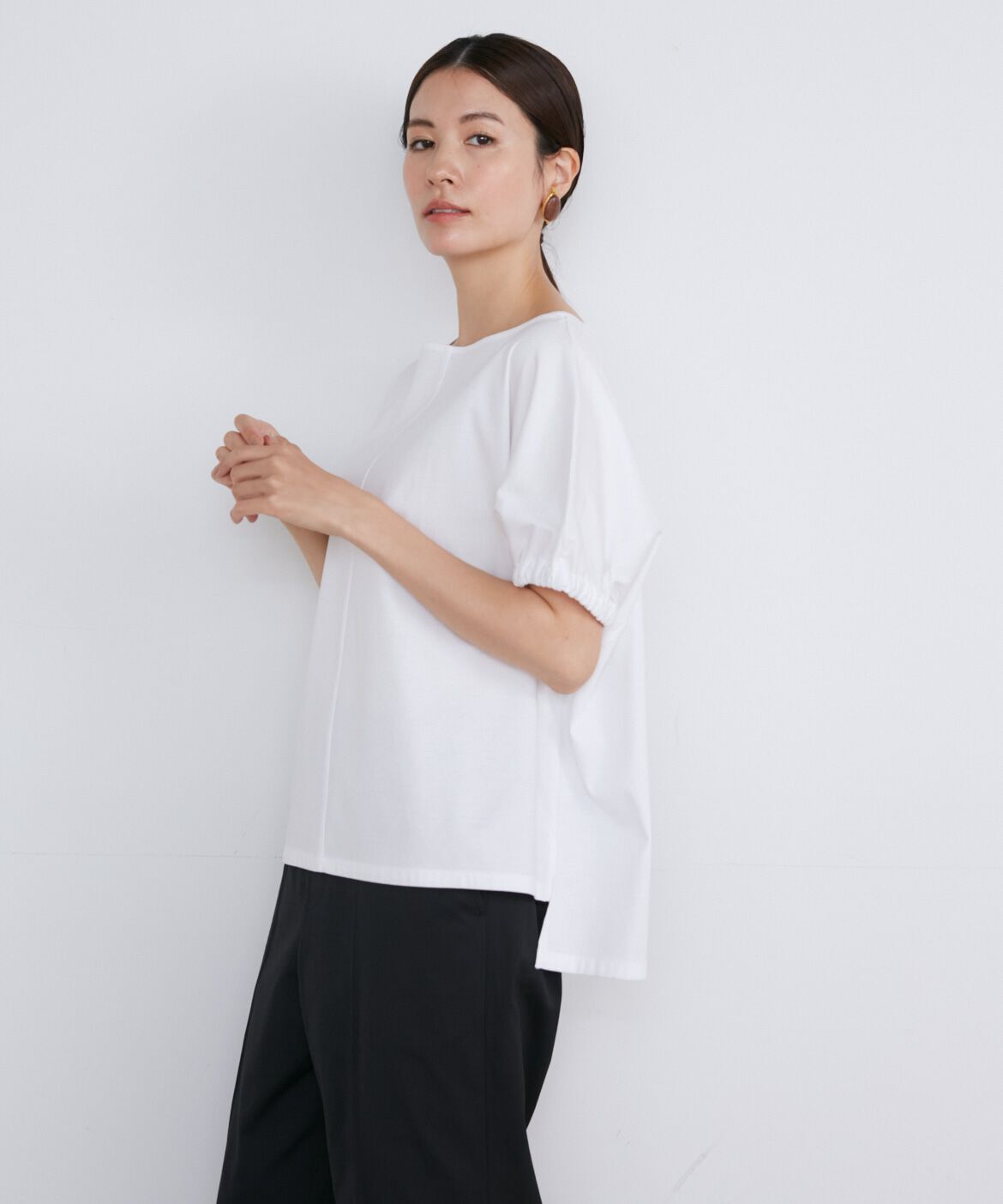 INED「《大きいサイズ》ボートネックドルマンプルオーバー」|Tシャツ・カットソー|