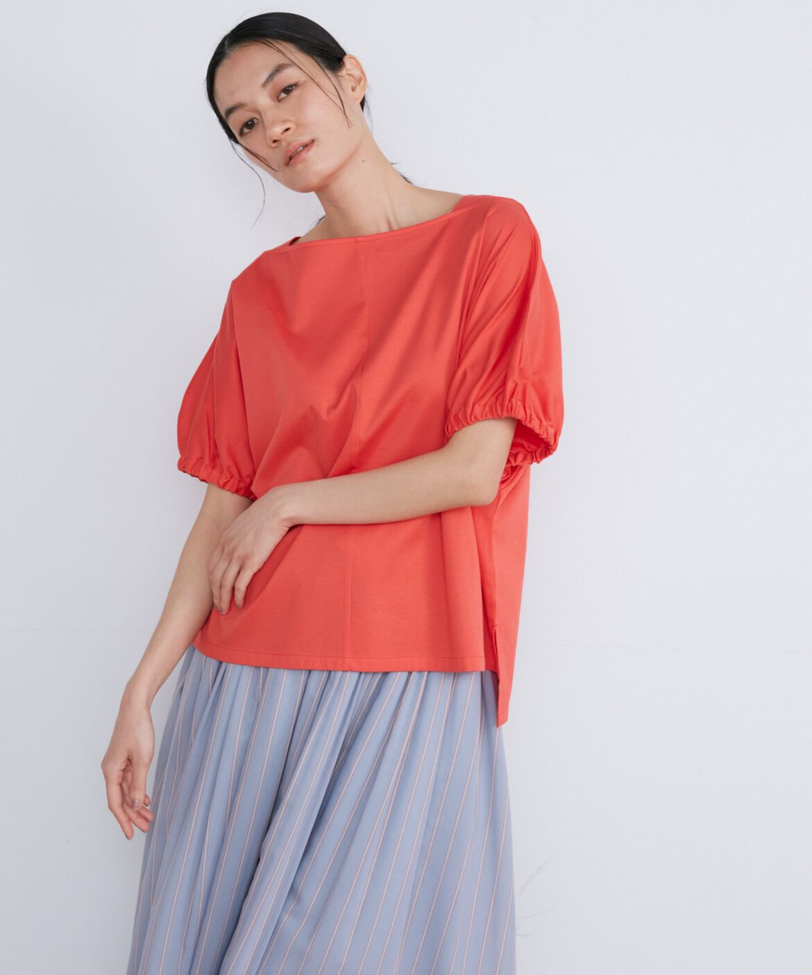 INED「《大きいサイズ》ボートネックドルマンプルオーバー」|Tシャツ・カットソー|