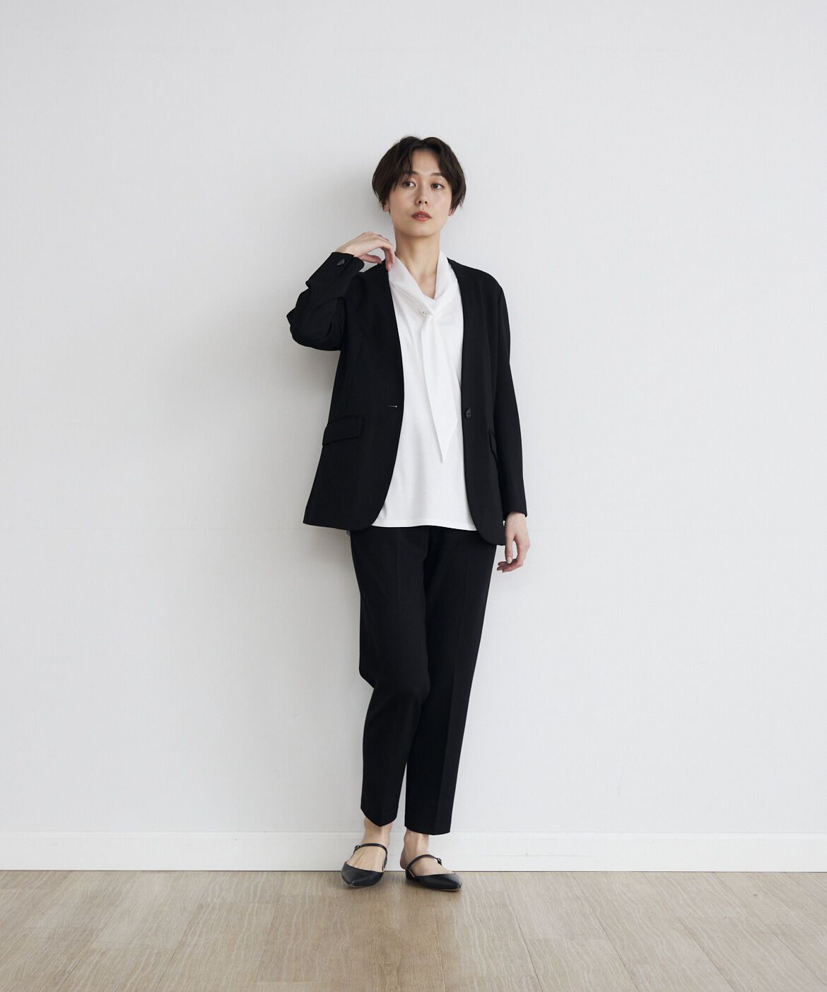 INED「《INED CLARO》ポンチカラーレスジャケット」|ノーカラージャケット|