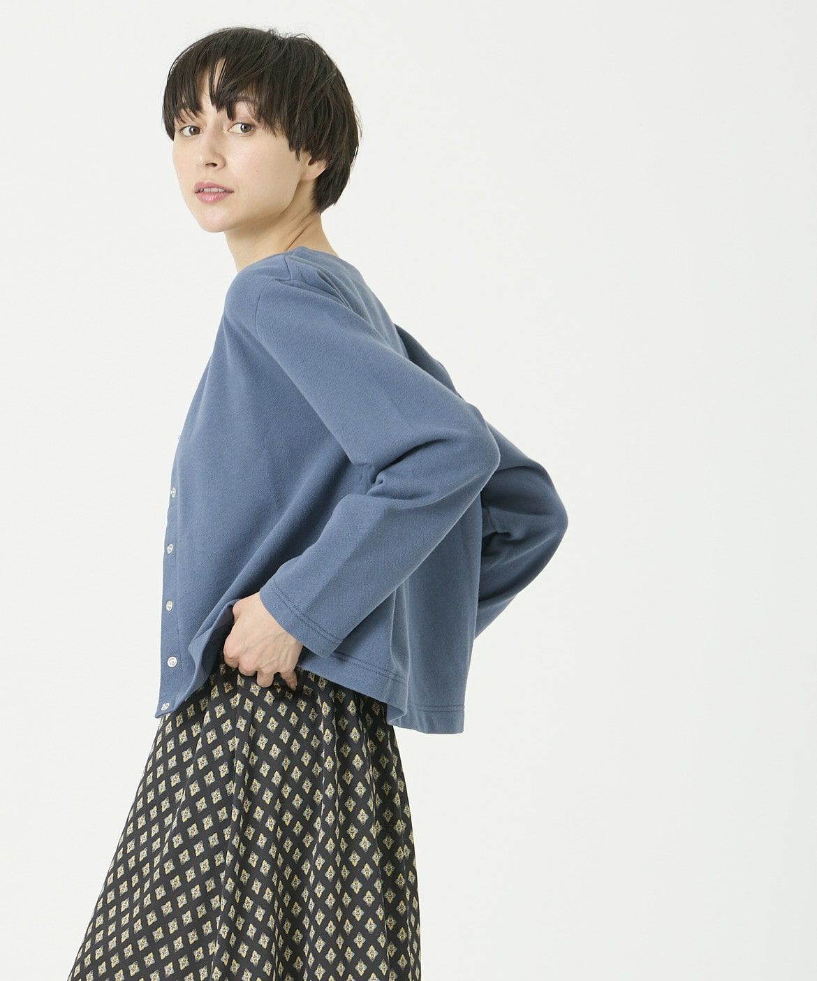 I.T.'S international「裏毛クルーネックスナップカーディガン」|Tシャツ・カットソー|