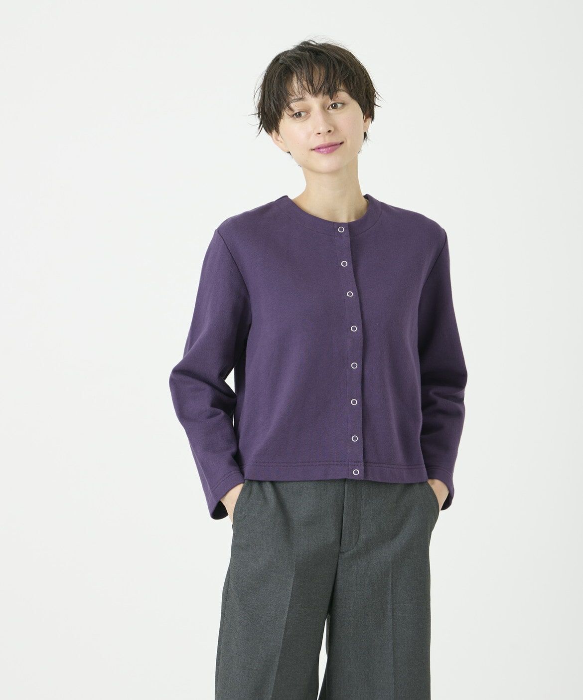 I.T.'S international「裏毛クルーネックスナップカーディガン」|Tシャツ・カットソー|