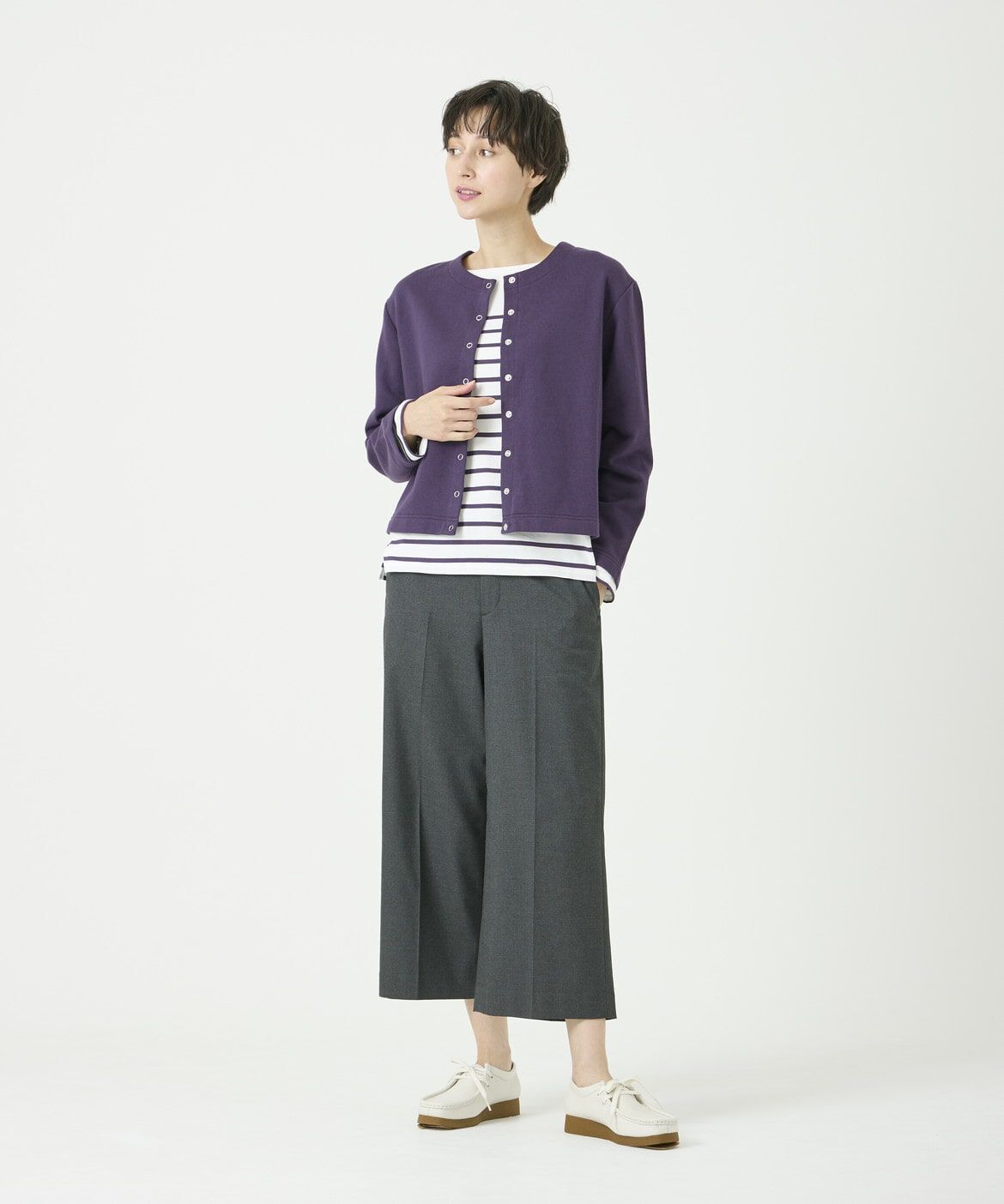 I.T.'S international「裏毛クルーネックスナップカーディガン」|Tシャツ・カットソー|