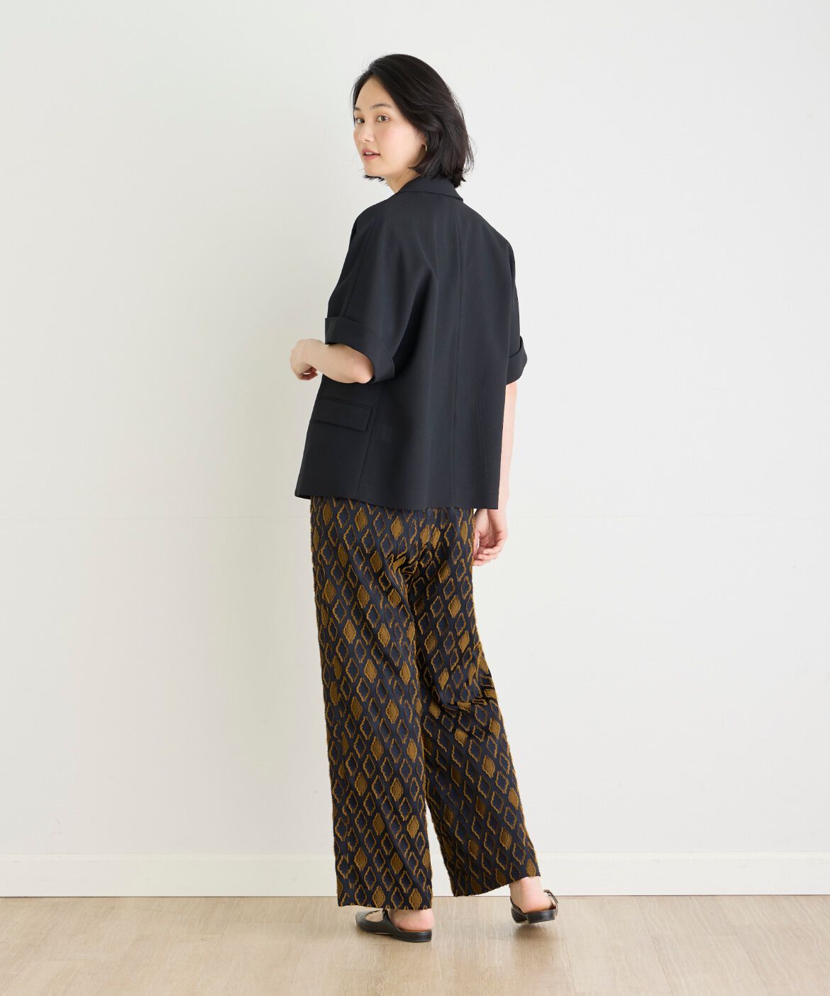 7-IDconcept.「《大きいサイズ》ハーフスリーブジャケット」|ノーカラージャケット|