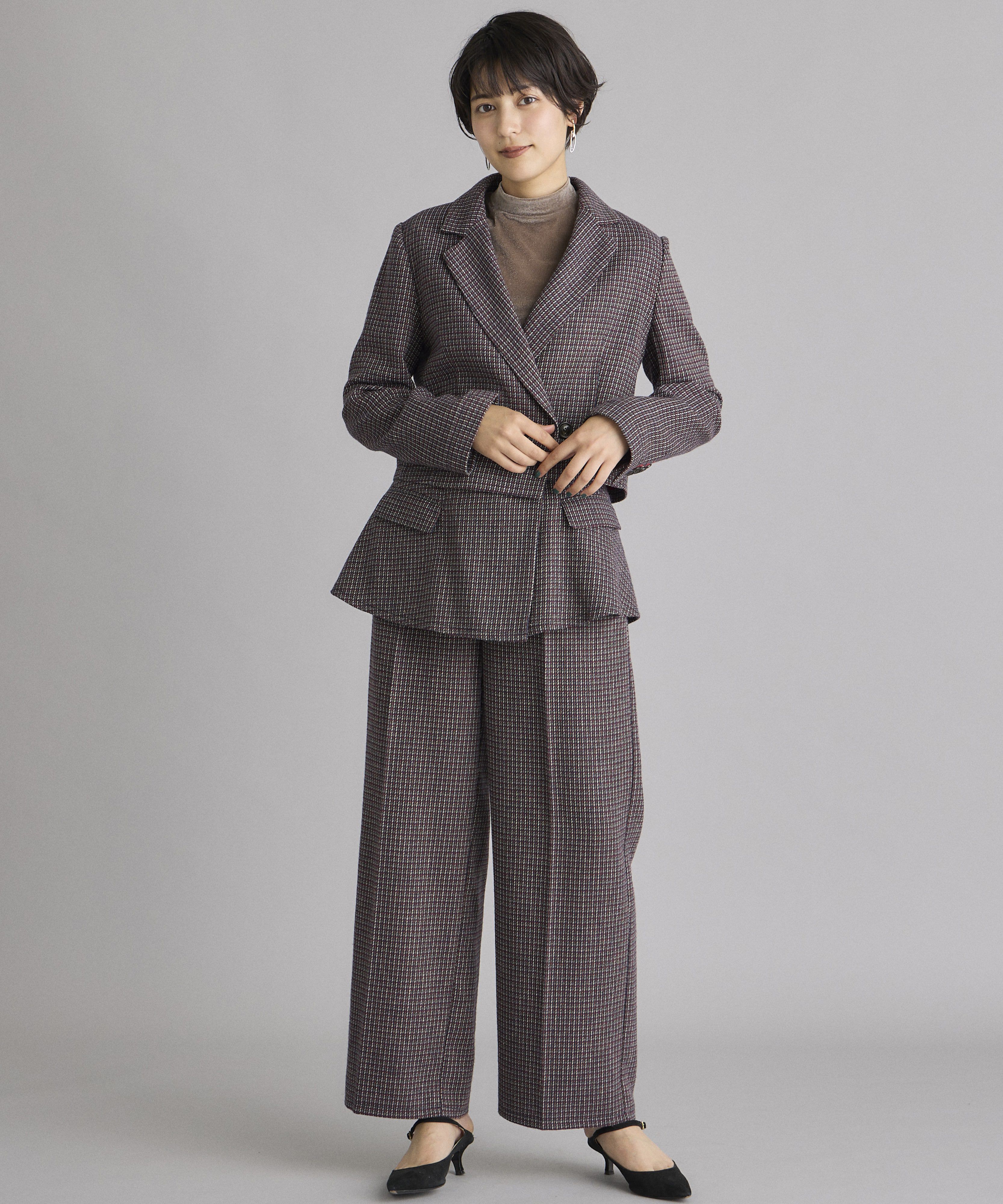 INED「《INED CLARO》チェックツイードジャケット」|テーラードジャケット|