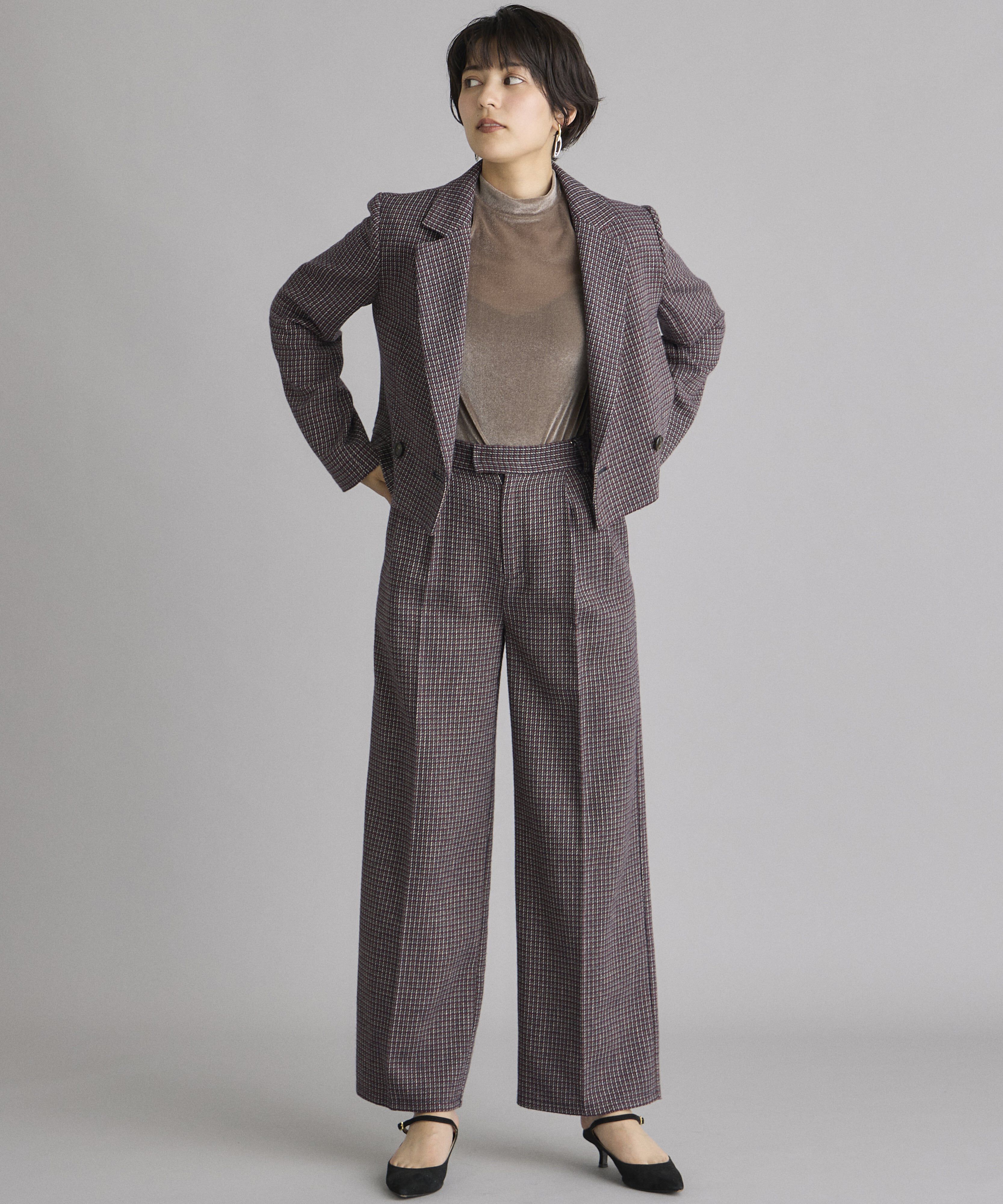 INED「《INED CLARO》チェックツイードジャケット」|テーラードジャケット|