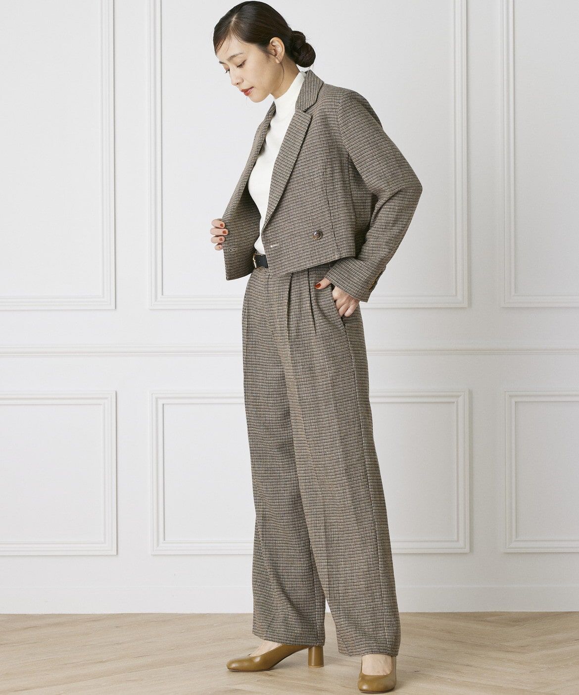 INED「《INED CLARO》チェックツイードジャケット」|テーラードジャケット|