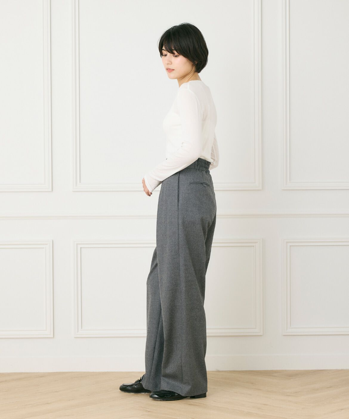 INED「《大きいサイズ》クルーネックロングスリーブトップス」|Tシャツ・カットソー|