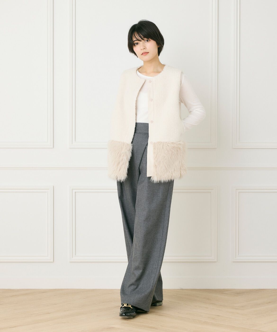 INED「《大きいサイズ》クルーネックロングスリーブトップス」|Tシャツ・カットソー|