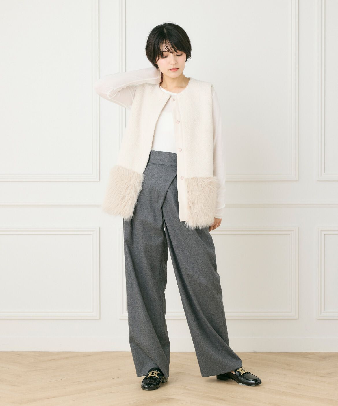 INED「《大きいサイズ》クルーネックロングスリーブトップス」|Tシャツ・カットソー|