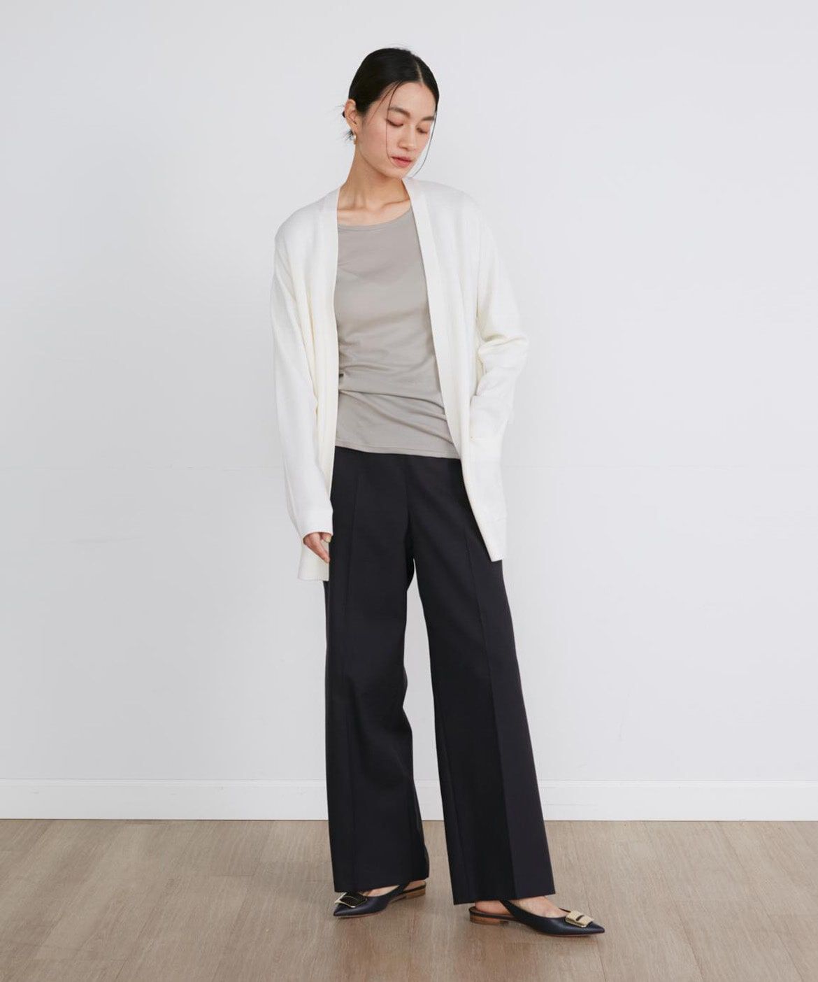 INED「《大きいサイズ》クルーネックロングスリーブトップス」|Tシャツ・カットソー|