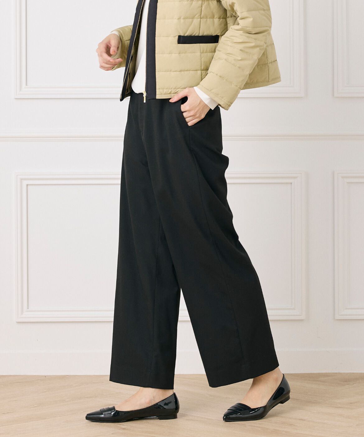 7-IDconcept.「《大きいサイズ》クロップドストレートパンツ」|その他|ブラック
