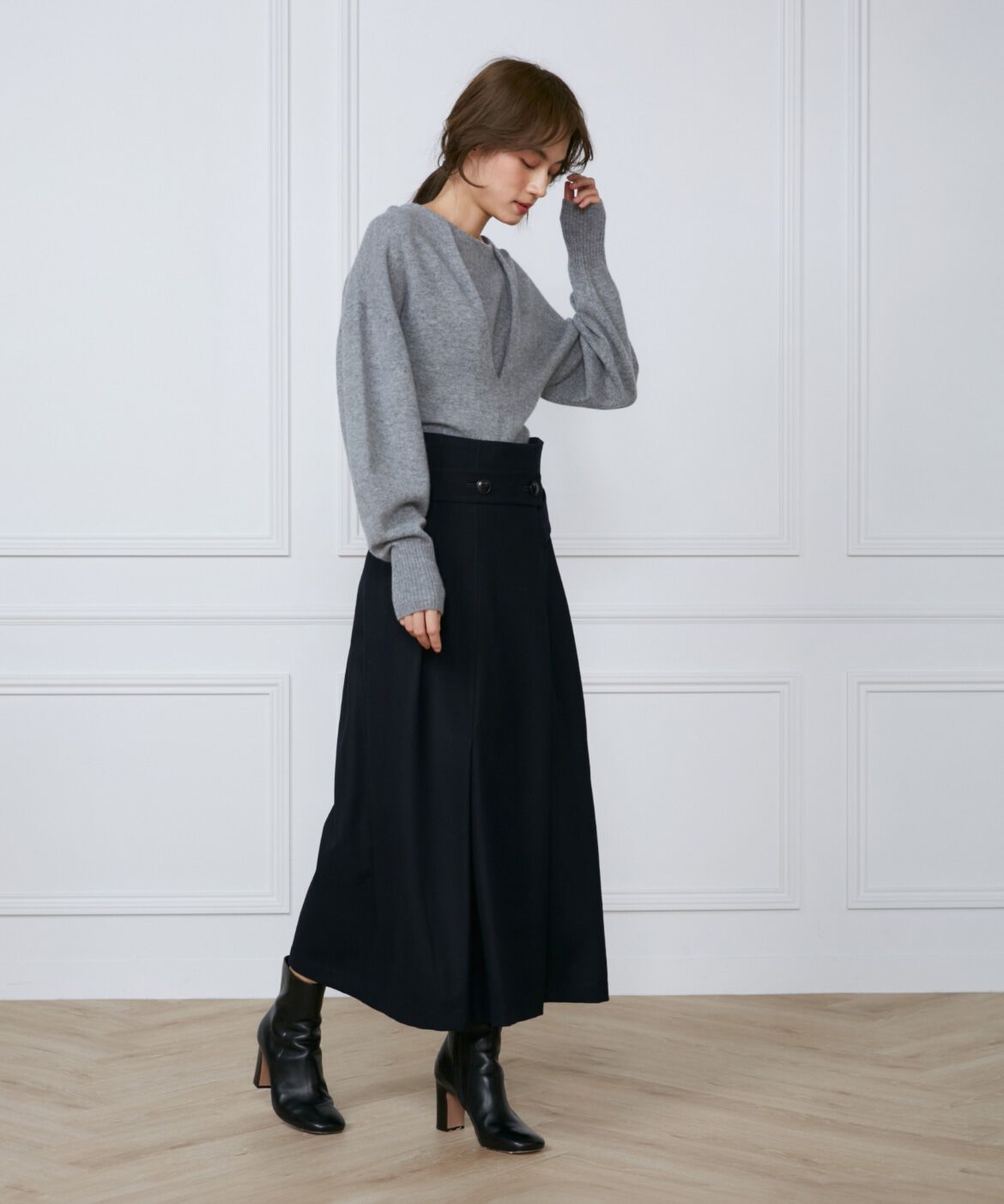 INED「フラノストレッチラップ風スカート《la veille by SUPERIOR CLOSET》」|スカート|