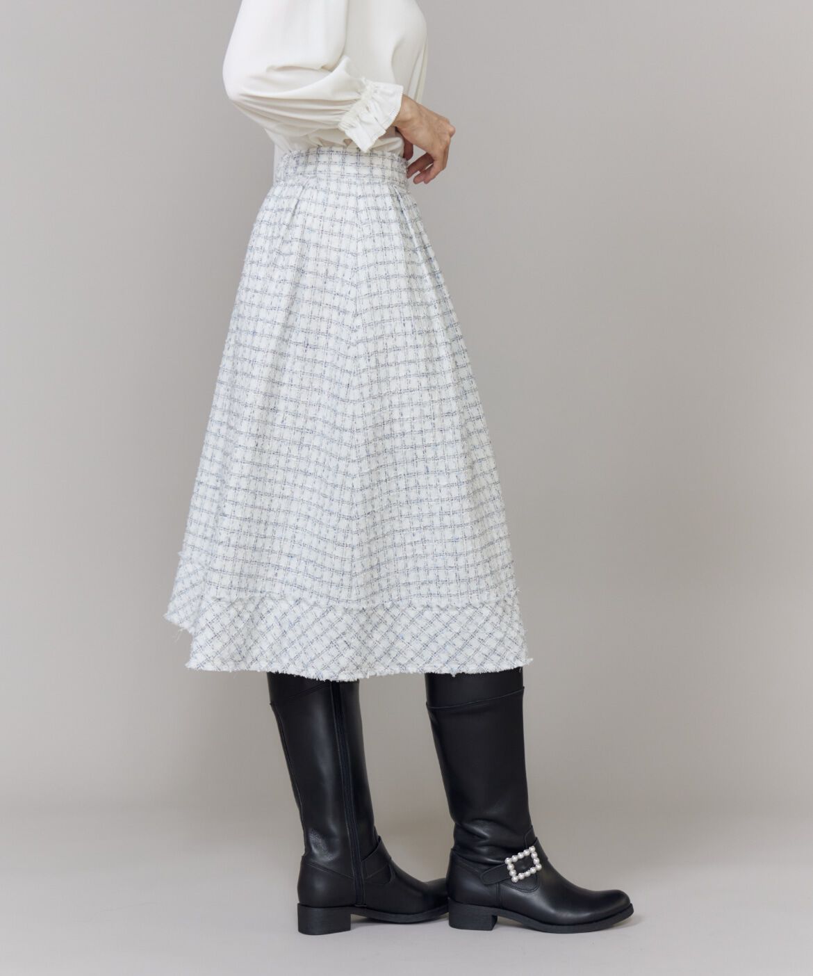 Maglie le cassetto「《大きいサイズ》艶めきツイードスカート《M Maglie le cassetto》」|フレア|