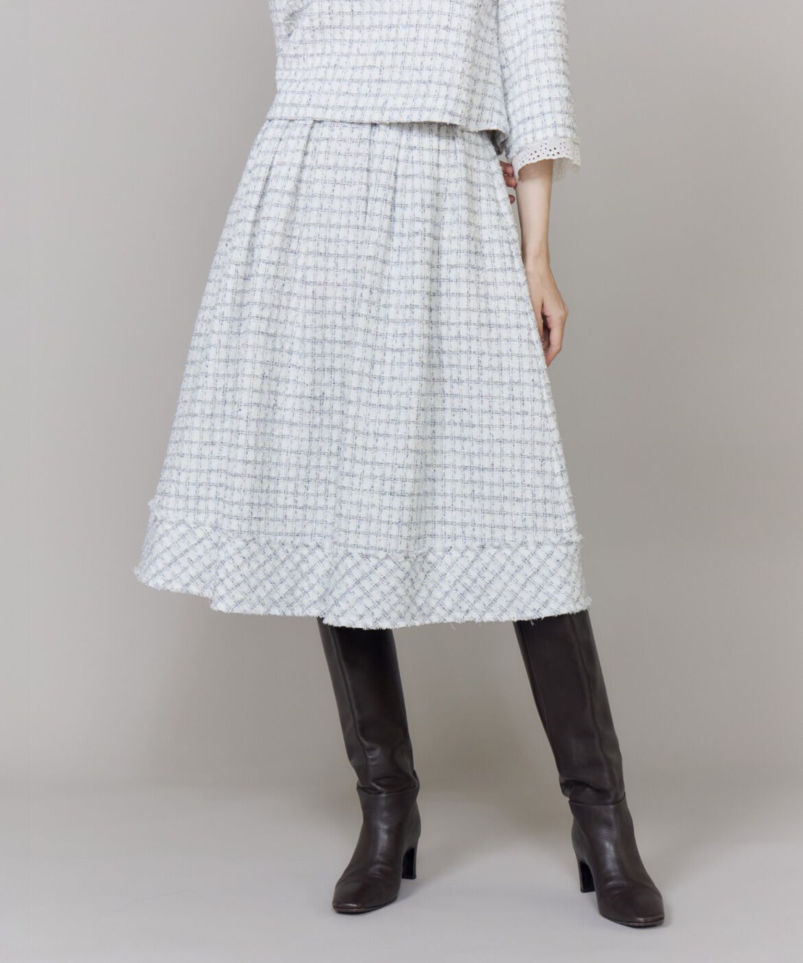 Maglie le cassetto「《大きいサイズ》艶めきツイードスカート《M Maglie le cassetto》」|フレア|