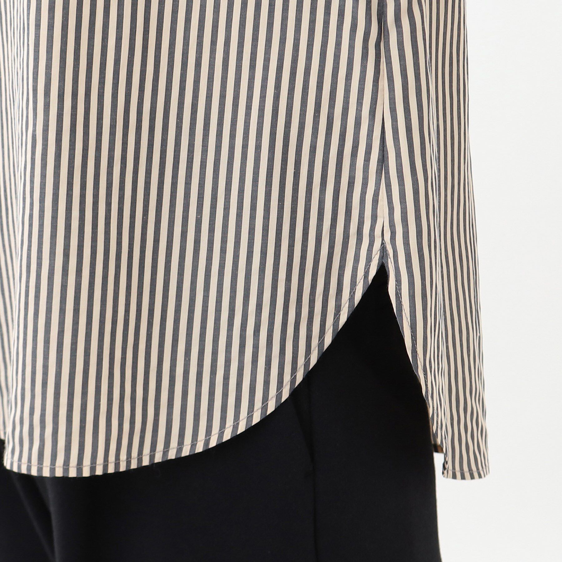 Reflect「【手洗い可】プチスタンドネックストライプブラウス」|シャツ・ブラウス|