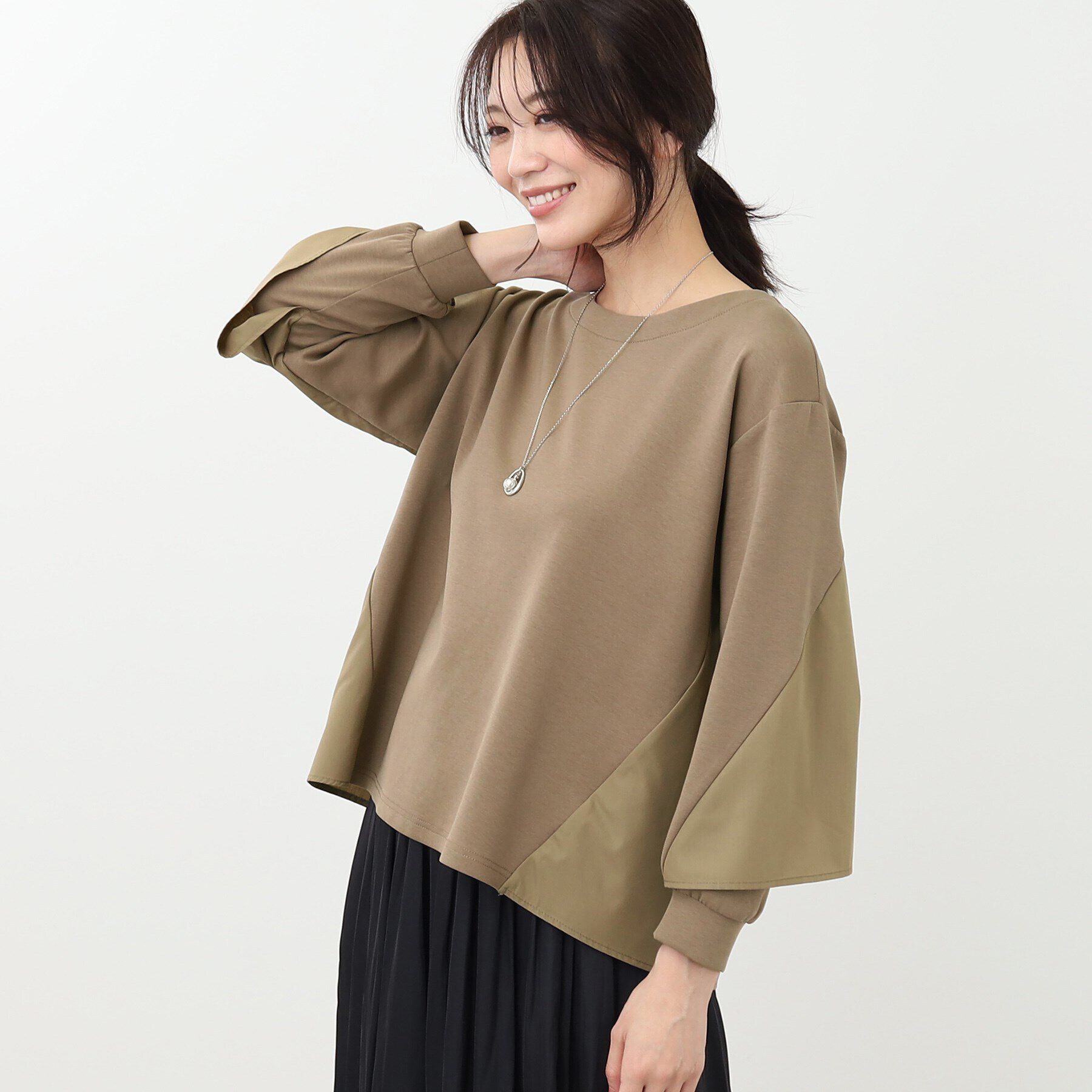 Reflect「【E‐QUALITY／手洗い可】ドッキングデザインプルオーバー」|Tシャツ・カットソー|モカブラウン(042