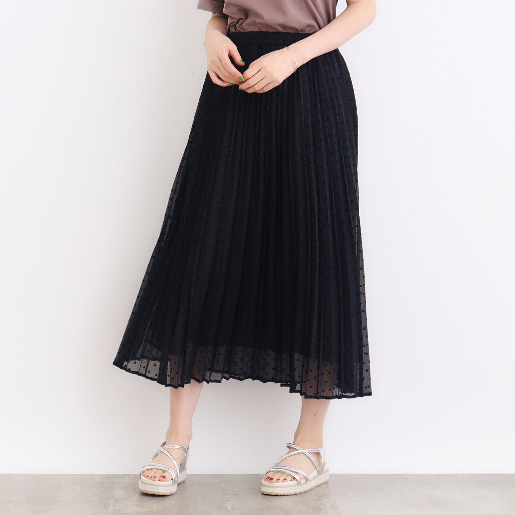 grove「フロッキードットプリーツスカート」|スカート|