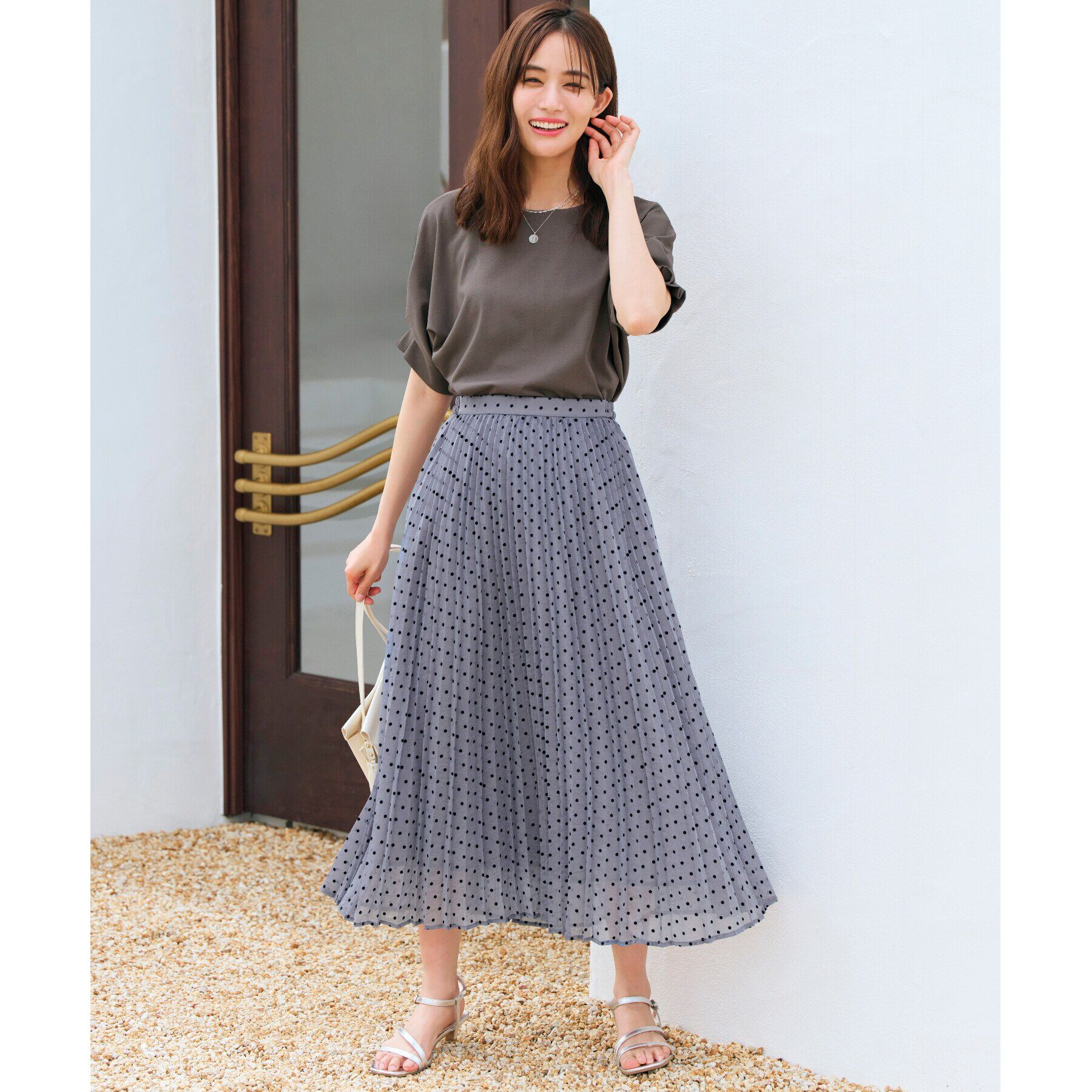 grove「フロッキードットプリーツスカート」|スカート|