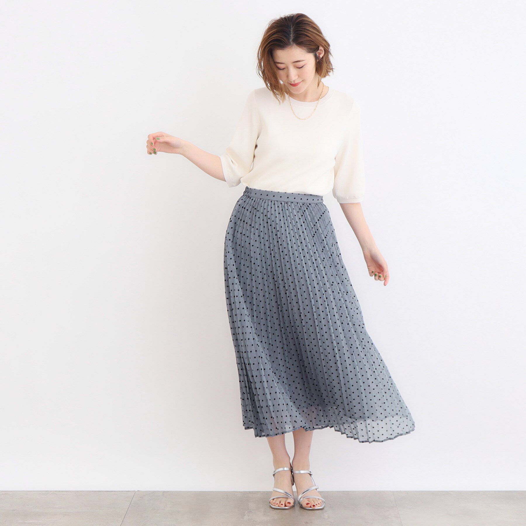 grove「フロッキードットプリーツスカート」|スカート|