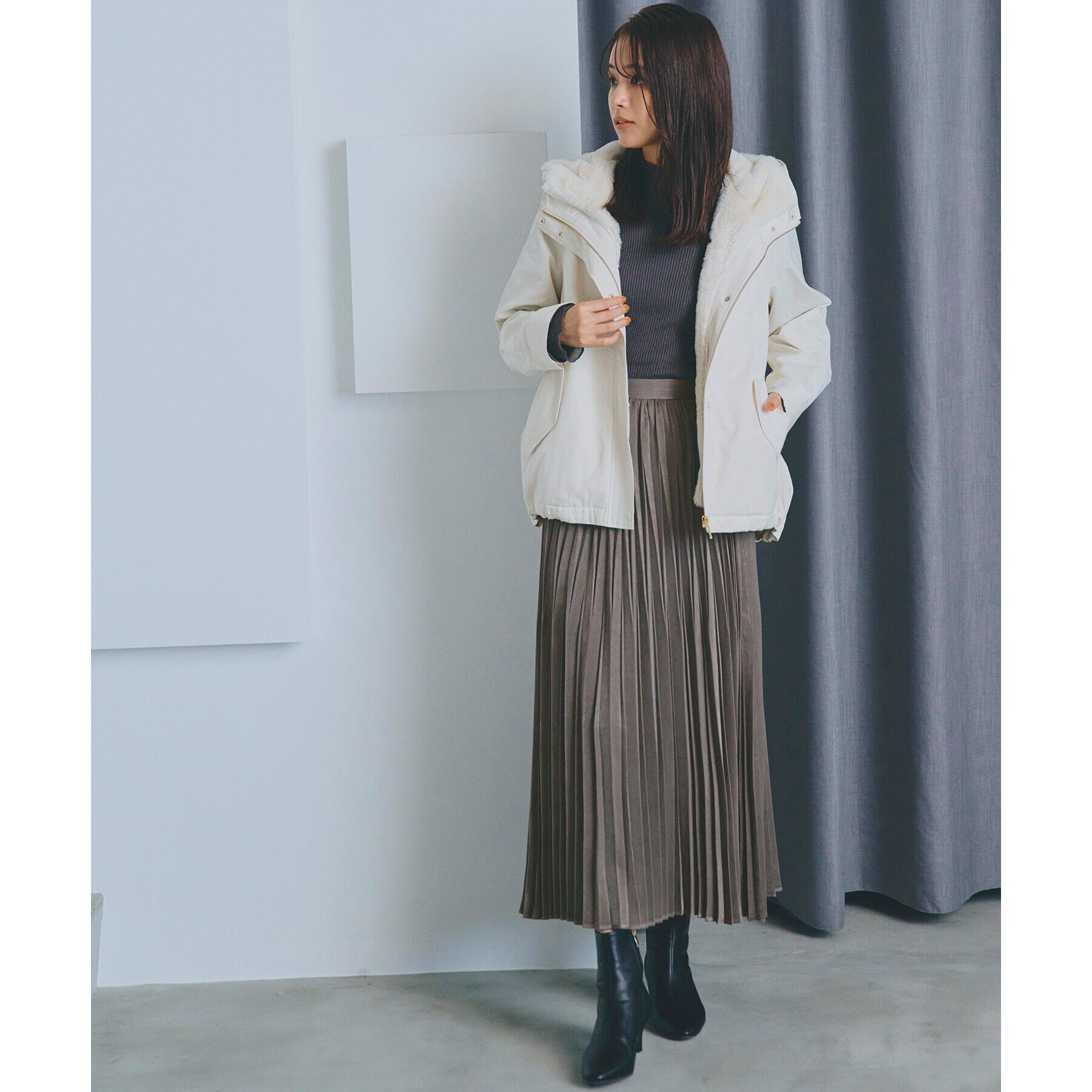 grove「スウェーディサテンプリーツスカート」|スカート|